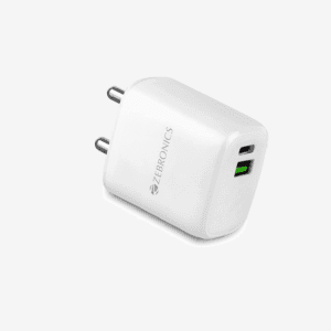 Zebronics ZEB-MA105B Mobile Adapter with 20W Output,Type C Port & USB A Port and Supports 18 watts